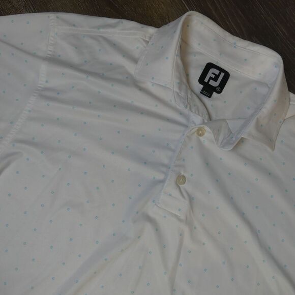 FootJoy Golf Polo Shirt‎ White Micro FJ Logo No Embroidery Men's Medium M - Picture 1 of 5